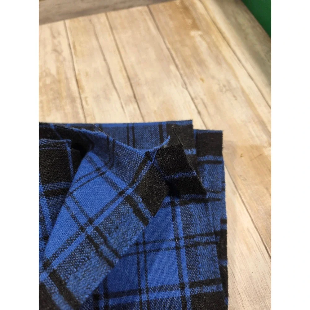 Blue Black Plaid Woven Fabric 64